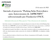 Imagen - Iniciado el proyecto Parking Solar ASPROMIN subvencionado por Fundación ONCE Imagen - Iniciado el proyecto Parking Solar ASPROMIN subvencionado por Fundación ONCE